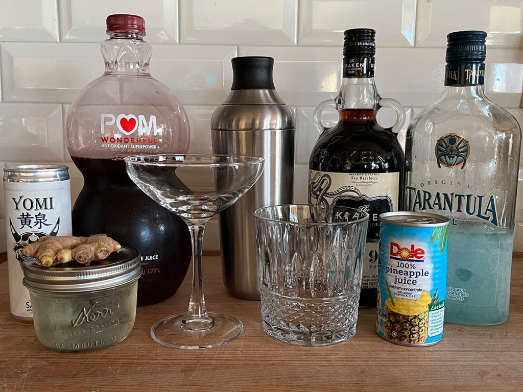 Sips & Spirits virtual party cocktail ingredients