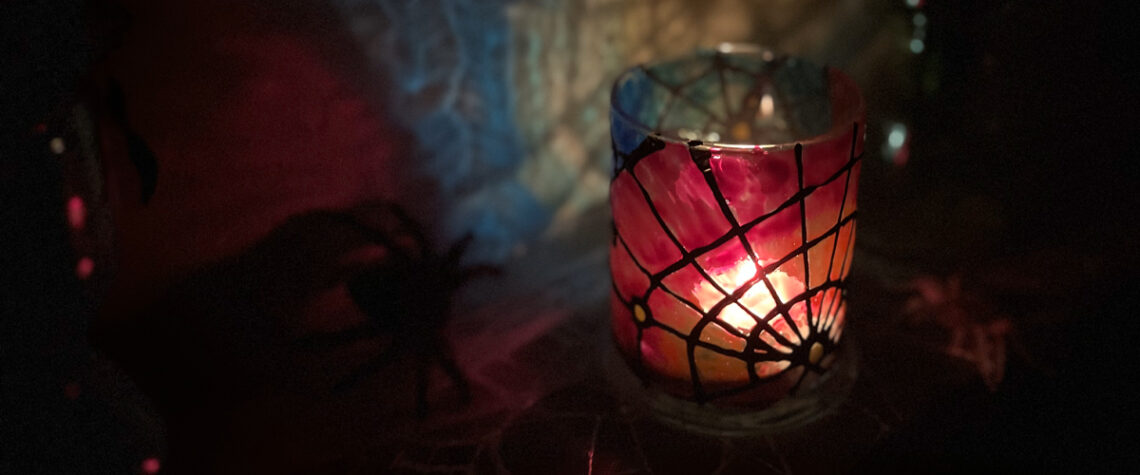 cobweb stained glass tealights