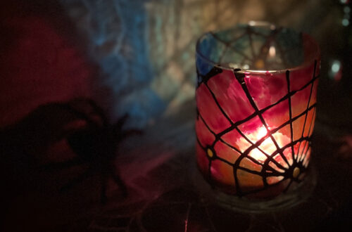 cobweb stained glass tealights